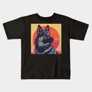 Retro Norwegian Elkhound: Pastel Pup Revival Kids T-Shirt